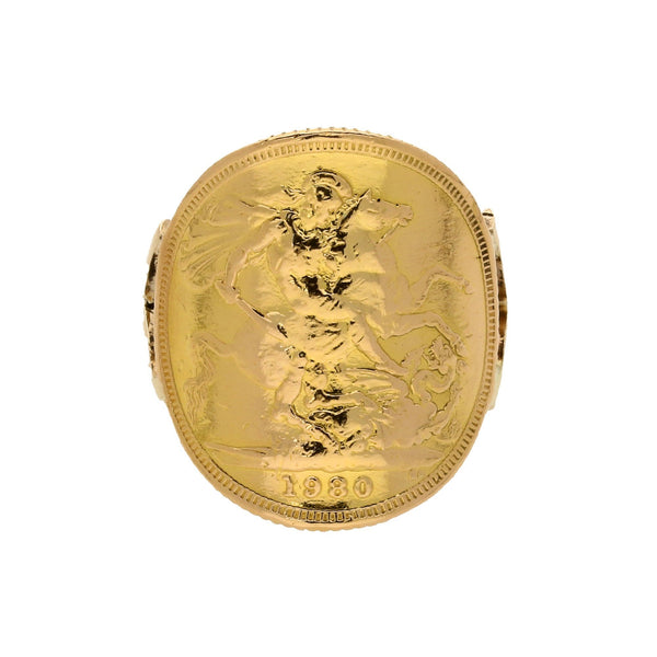 1980 'Bent-Over' Full Sovereign Ring - 9.70g