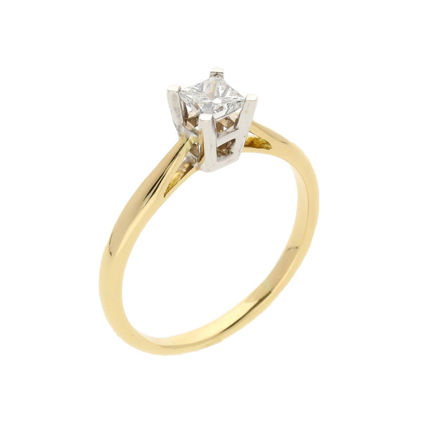 18ct Yellow Gold Princess-Cut Diamond Engagement Ring - 0.50ct