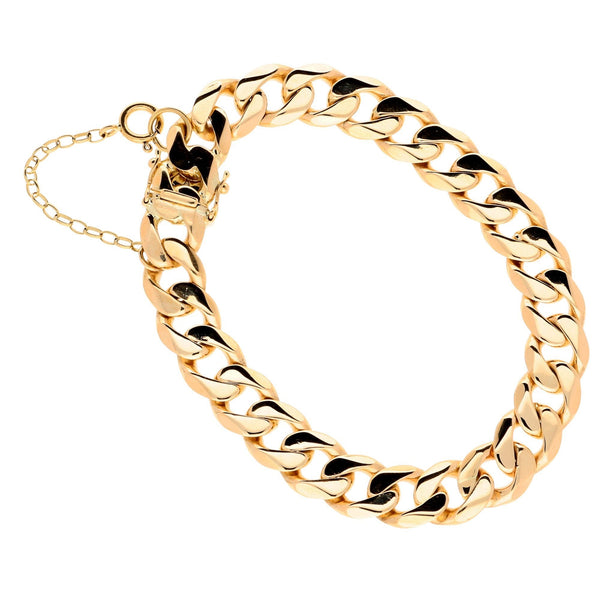 9ct Yellow Gold Gents Heavy Curb Bracelet - 45.2g
