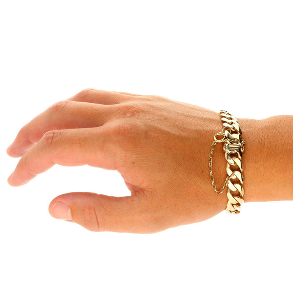 9ct Yellow Gold Gents Heavy Curb Bracelet - 45.2g