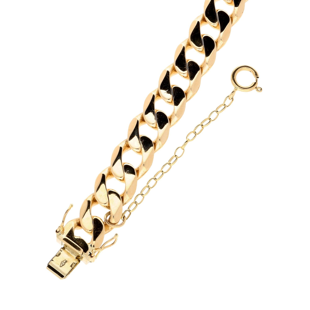 9ct Yellow Gold Gents Heavy Curb Bracelet - 45.2g