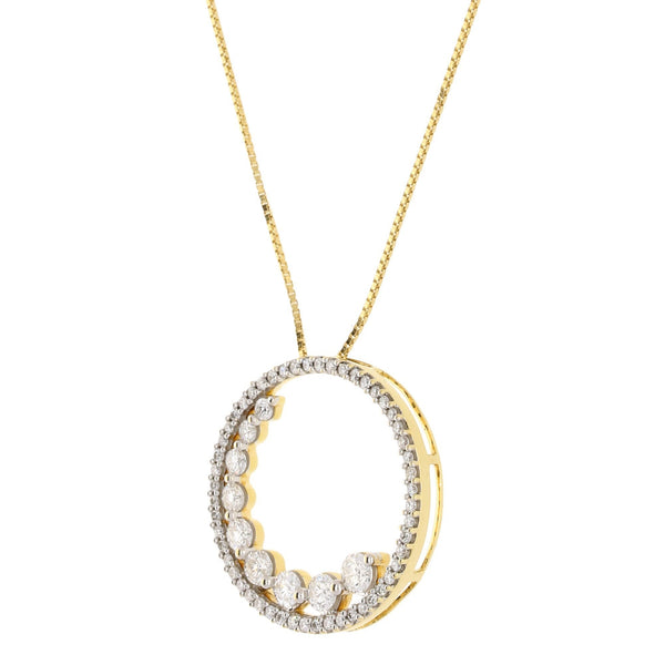18ct Yellow Gold Diamond Pendant & Chain - 1.19ct