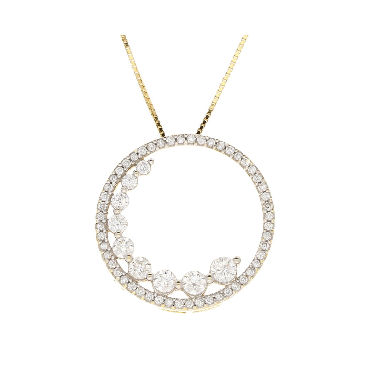 18ct Yellow Gold Diamond Pendant & Chain - 1.19ct