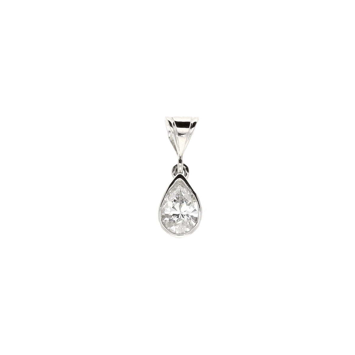 18ct White Gold Pear Cut Diamond Pendant - 0.63ct