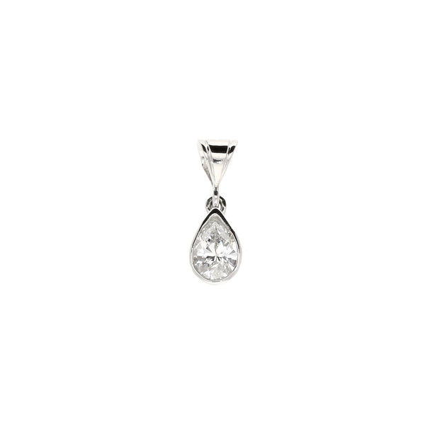 18ct White Gold Pear Cut Diamond Pendant - 0.63ct