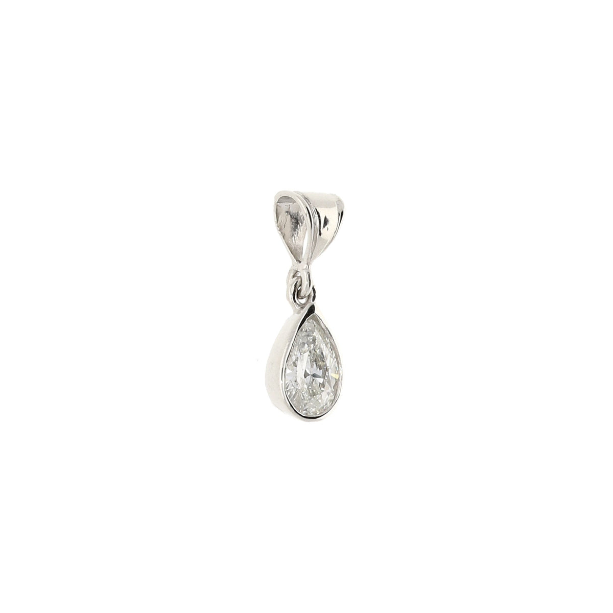 18ct White Gold Pear Cut Diamond Pendant - 0.63ct