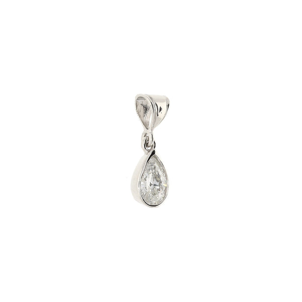 18ct White Gold Pear Cut Diamond Pendant - 0.63ct
