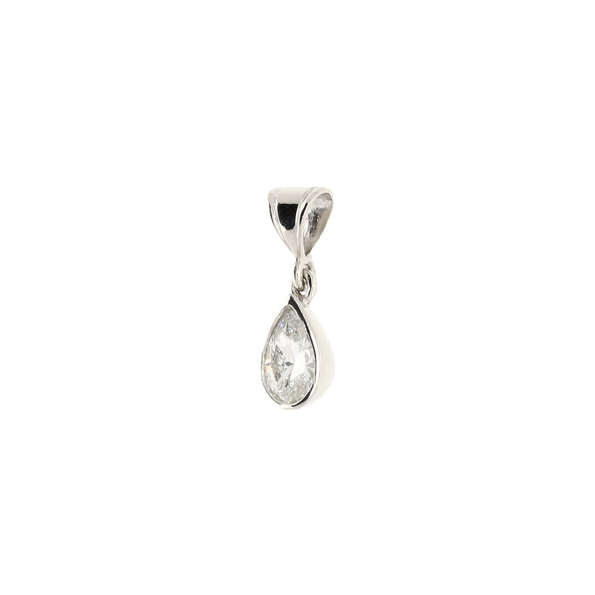18ct White Gold Pear Cut Diamond Pendant - 0.63ct