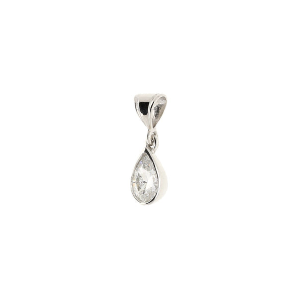 18ct White Gold Pear Cut Diamond Pendant - 0.63ct