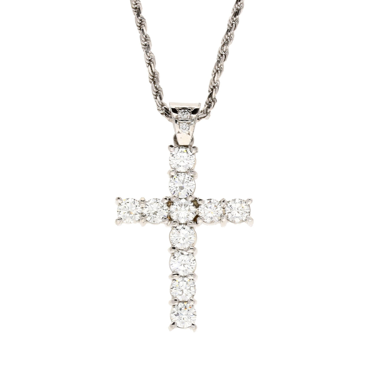 2.86ct Diamond White Gold Cross & Chain