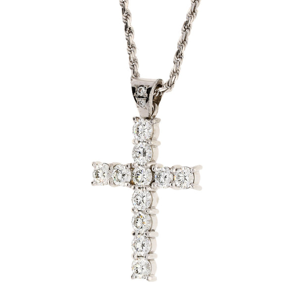 2.86ct Diamond White Gold Cross & Chain