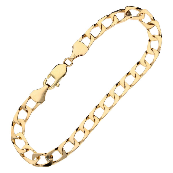 9ct Yellow Gold Gents 'Flat-Curb' Bracelet - 13.5g