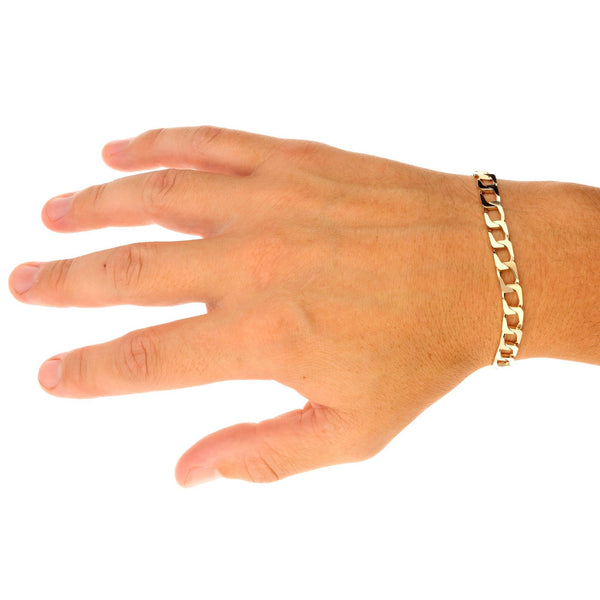 9ct Yellow Gold Gents 'Flat-Curb' Bracelet - 13.5g