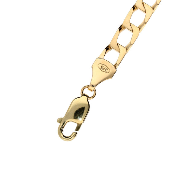 9ct Yellow Gold Gents 'Flat-Curb' Bracelet - 13.5g