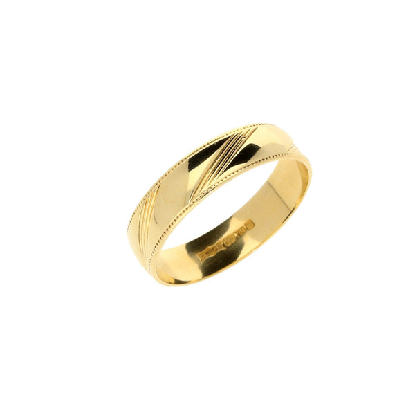 18ct Yellow Gold 4mm Patterned Wedding Ring