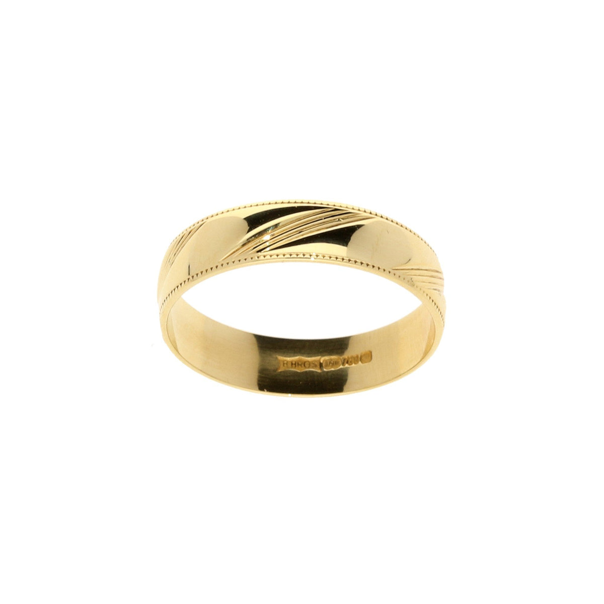 18ct Yellow Gold 4mm Patterned Wedding Ring