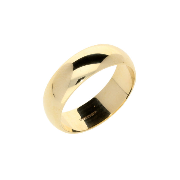 9ct Yellow Gold D-Shape Wedding Ring - 5.40g