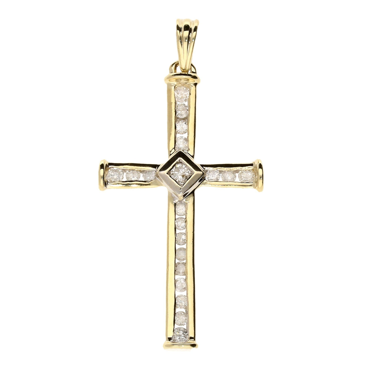 9ct Yellow Gold Diamond Cross - 0.50ct