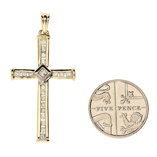 9ct Yellow Gold Diamond Cross - 0.50ct
