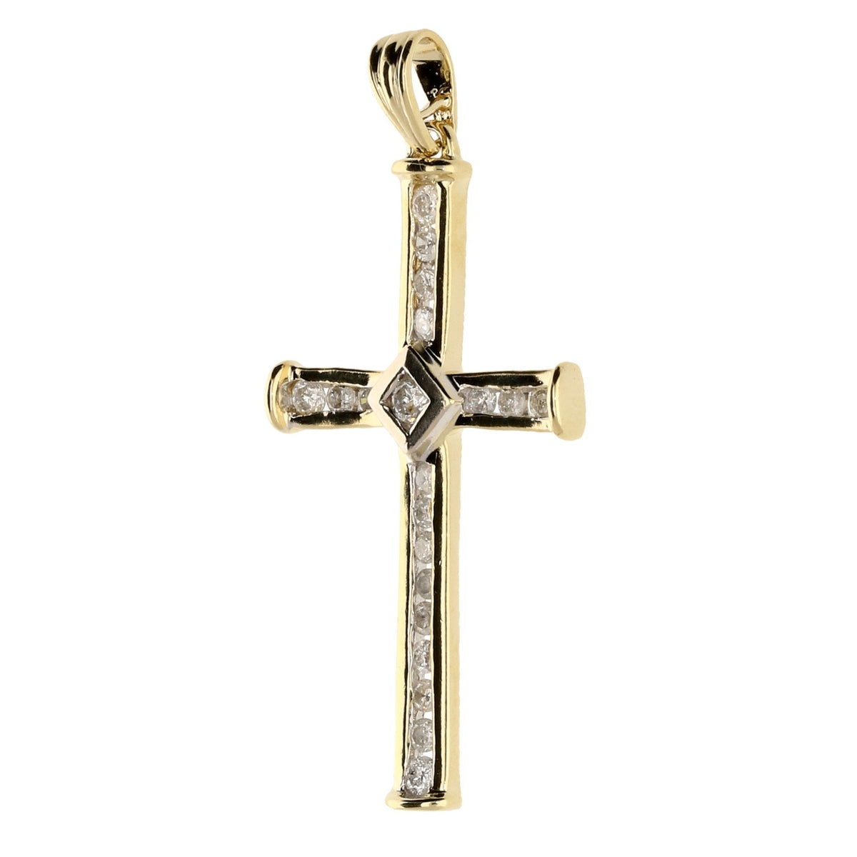 9ct Yellow Gold Diamond Cross - 0.50ct