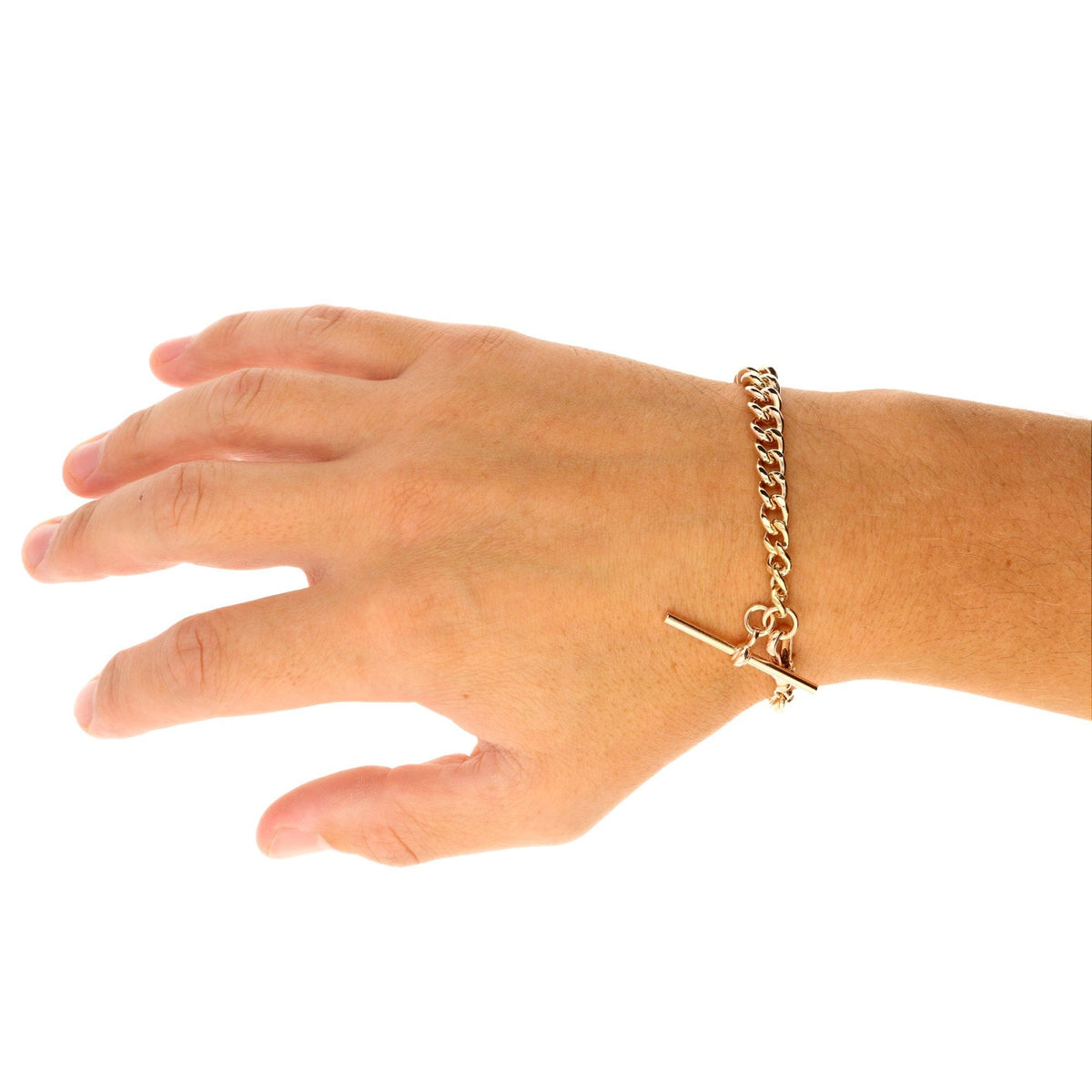 9ct Rose Gold Gents Graduated Albert Bracelet & T-bar - 31.10g