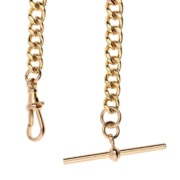 9ct Rose Gold Gents Graduated Albert Bracelet & T-bar - 31.10g