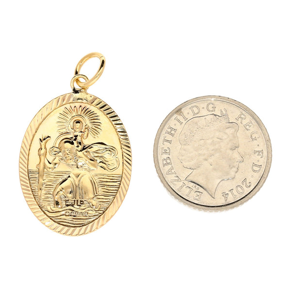 9ct Yellow Gold Double St Christopher Pendant - 2.10g