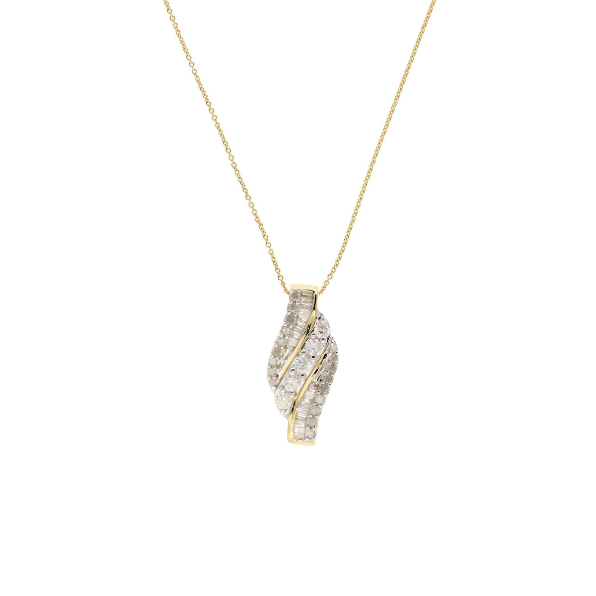 Yellow Gold Diamond Pendant & Chain - 0.50ct