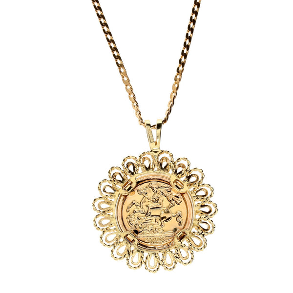 9ct Yellow Gold St George Pendant & Chain - 9.20g