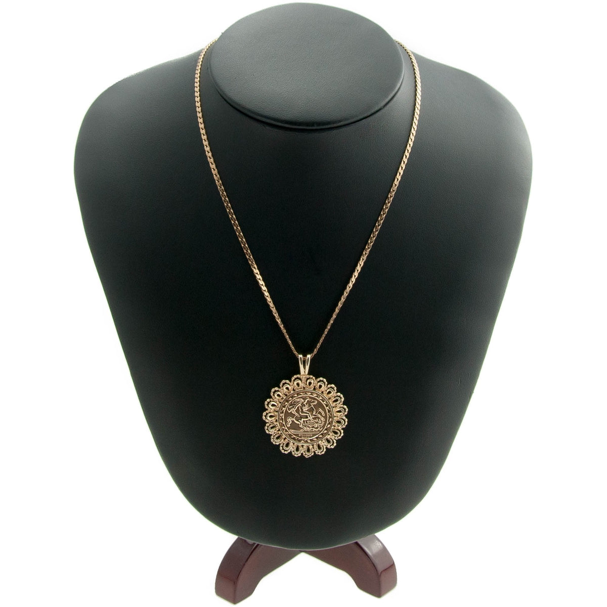 9ct Yellow Gold St George Pendant & Chain - 9.20g