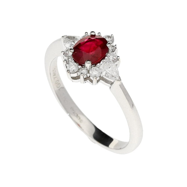 18ct White Gold Diamond & Ruby Ring