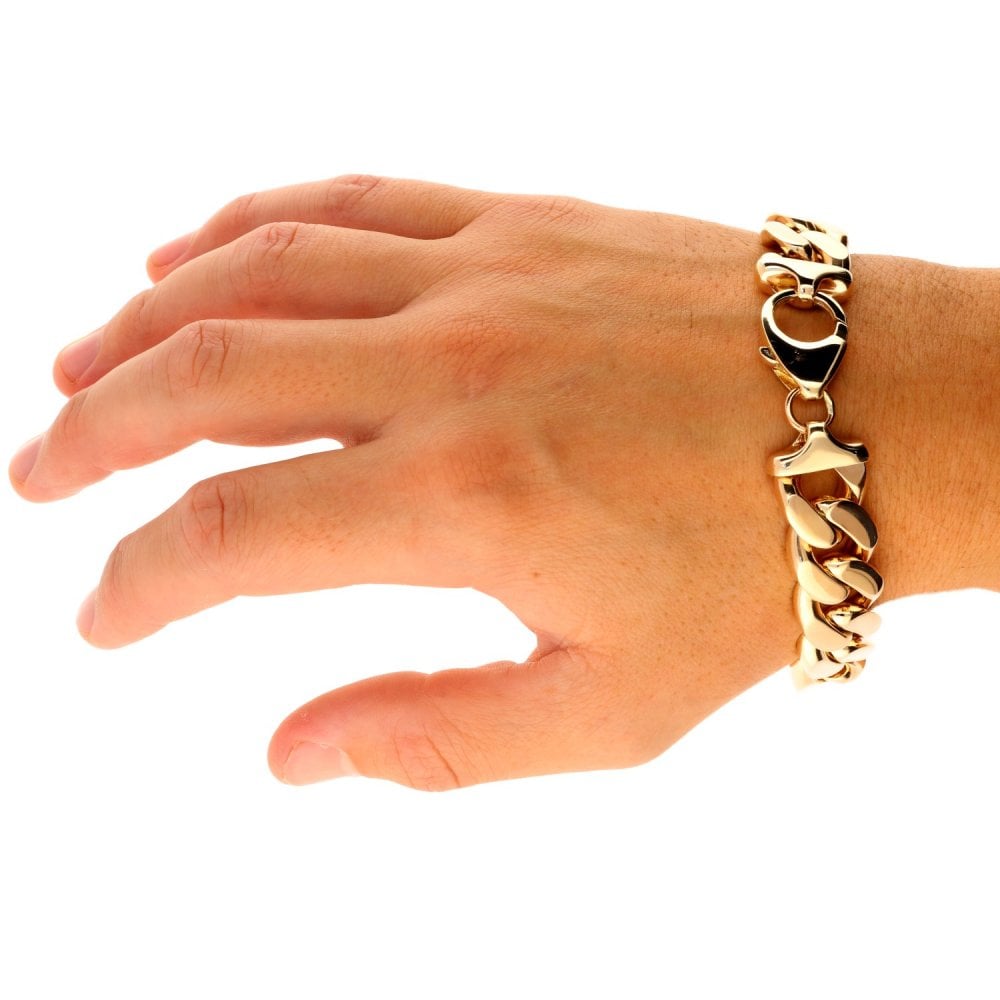9ct Yellow Gold Heavy Curb Bracelet - 129.7g