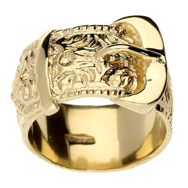 9ct Yellow Gold Gents Buckle Ring - 18.9g