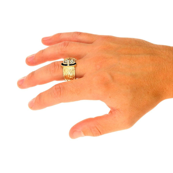 9ct Yellow Gold Gents Buckle Ring - 18.9g