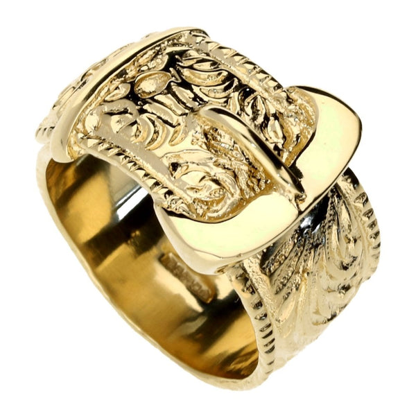 9ct Yellow Gold Gents Buckle Ring - 18.9g