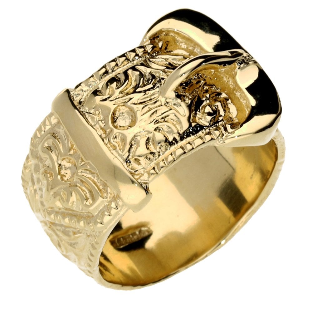9ct Yellow Gold Gents Buckle Ring - 18.9g