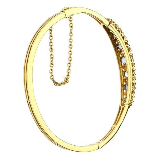 18ct Yellow Gold Sapphire & Diamond Bangle