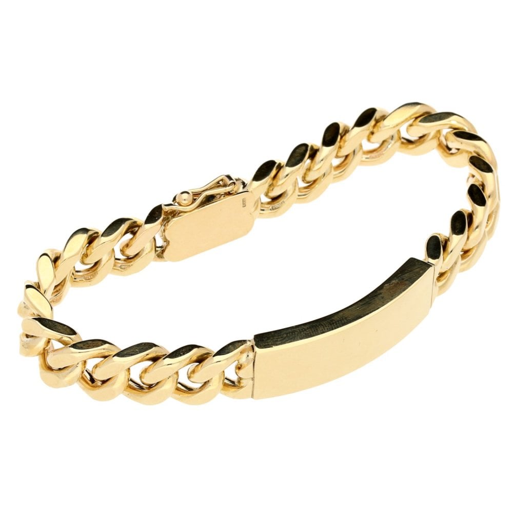 9ct Yellow Gold Gents Heavy ID Curb Bracelet - 66.30g