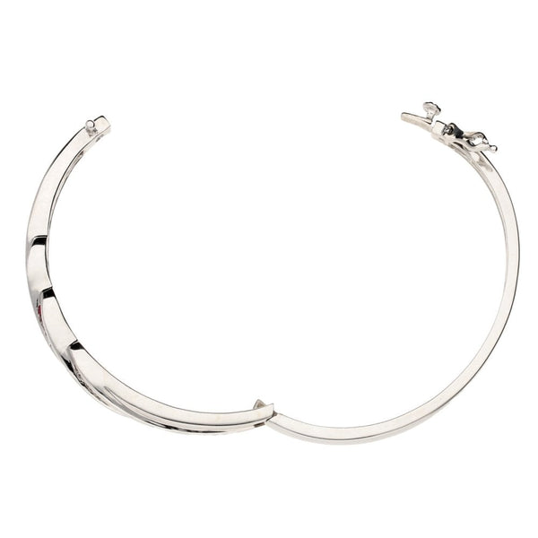 9ct White Gold Diamond & Ruby Bangle