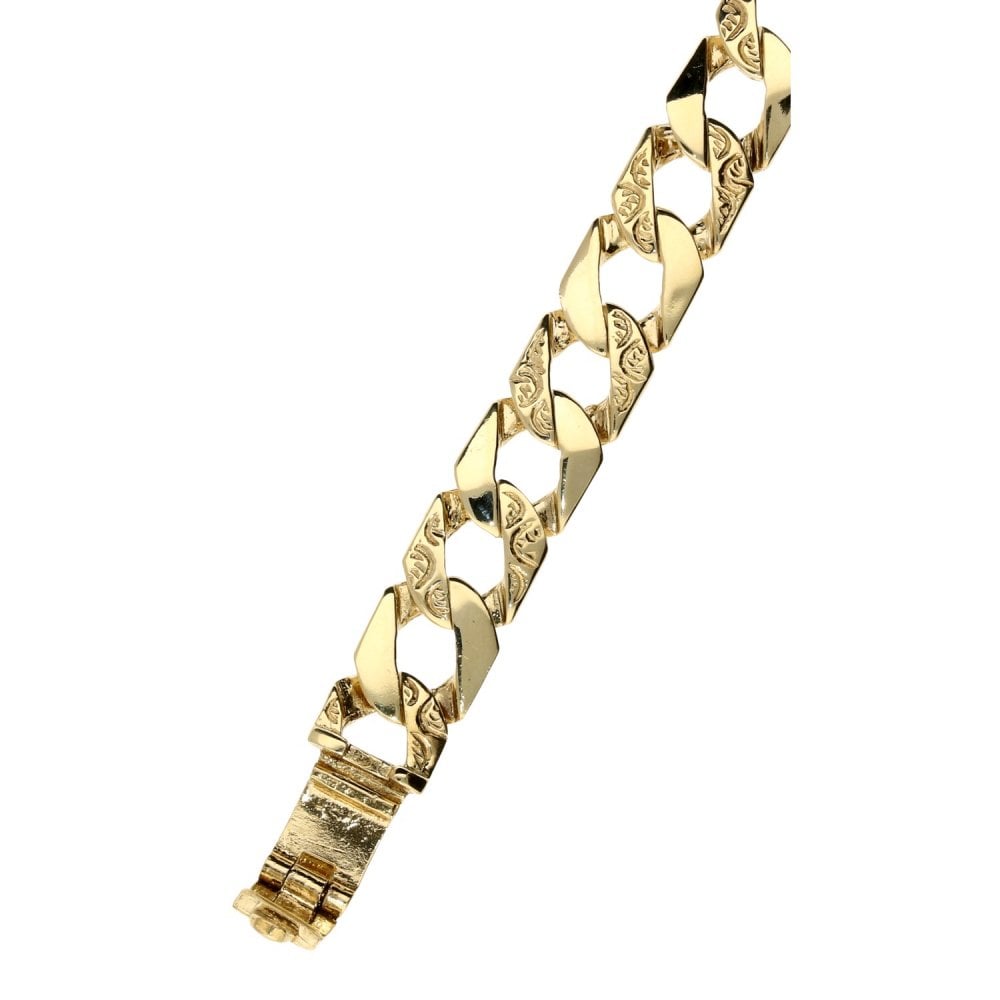 9ct Yellow Gold 8-Inch NAN Curb Bracelet - 14.7g