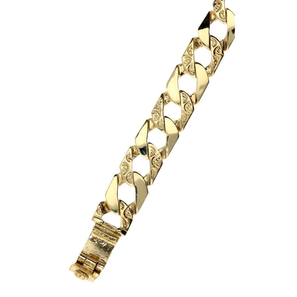9ct Yellow Gold 8-Inch NAN Curb Bracelet - 14.7g