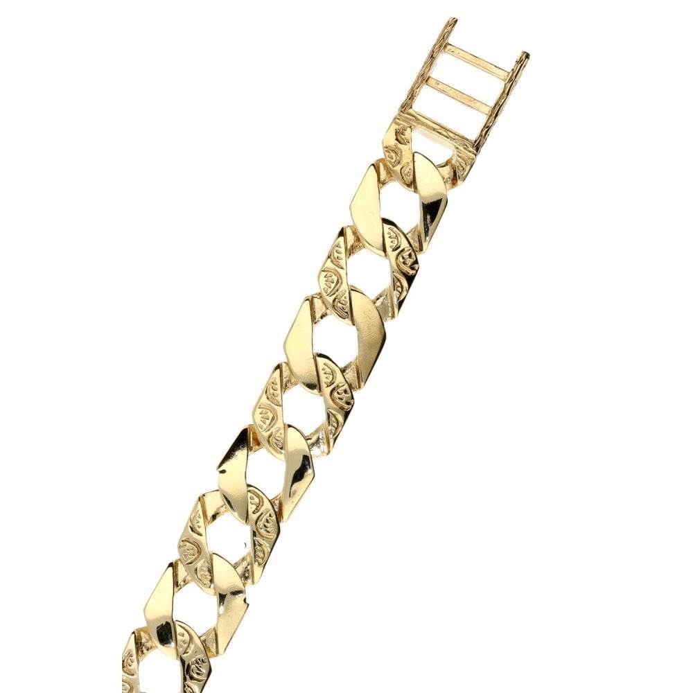9ct Yellow Gold 8-Inch NAN Curb Bracelet - 14.7g
