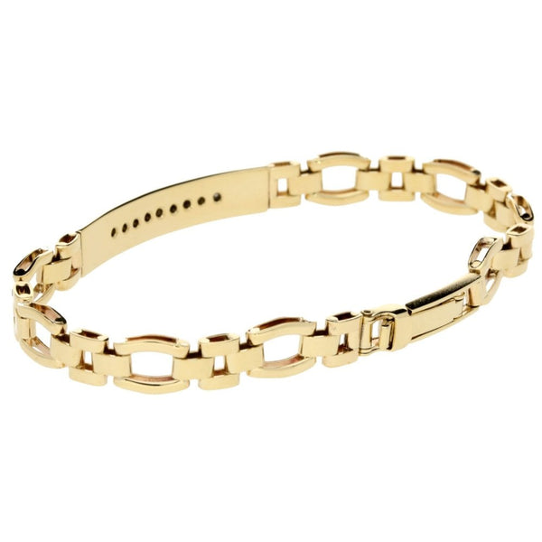 9ct Yellow Gold 7-Inch Diamond ID Bracelet - 10.1g