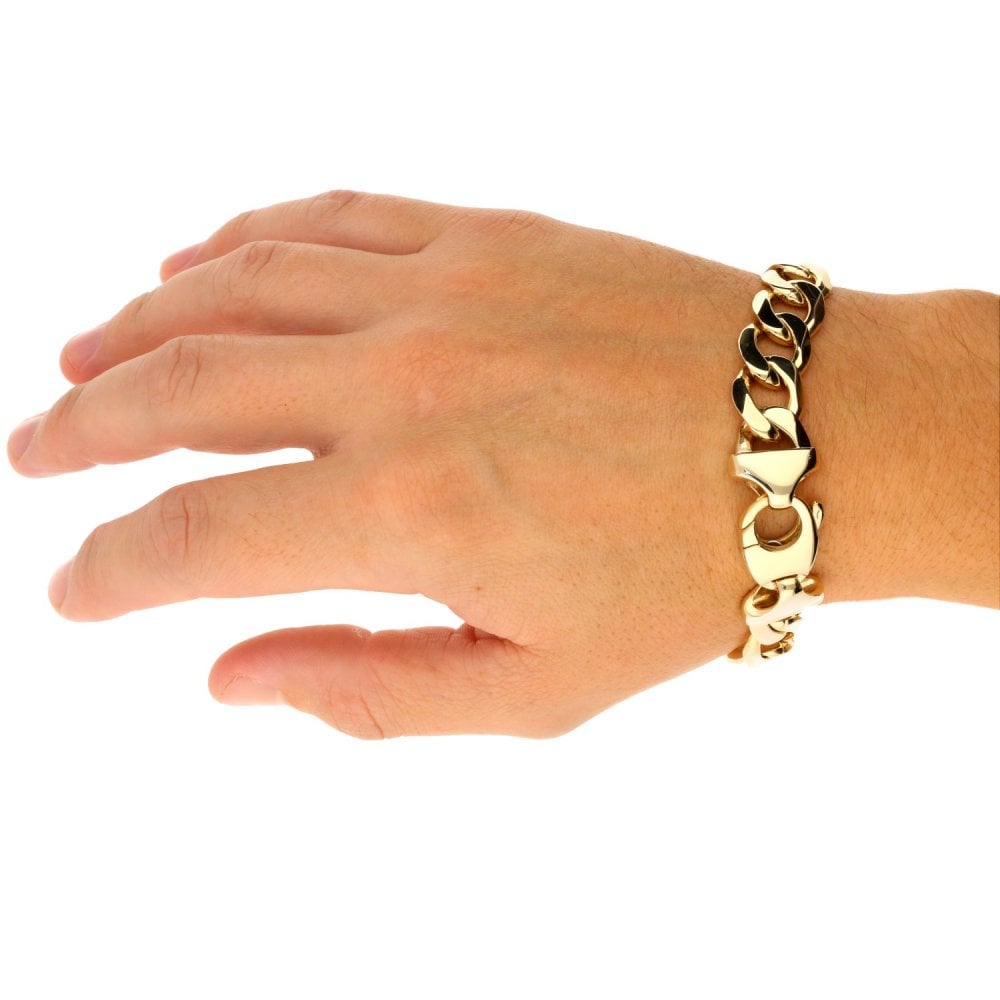 9ct Yellow Gold 9-Inch Heavy Curb Bracelet - 64.5g