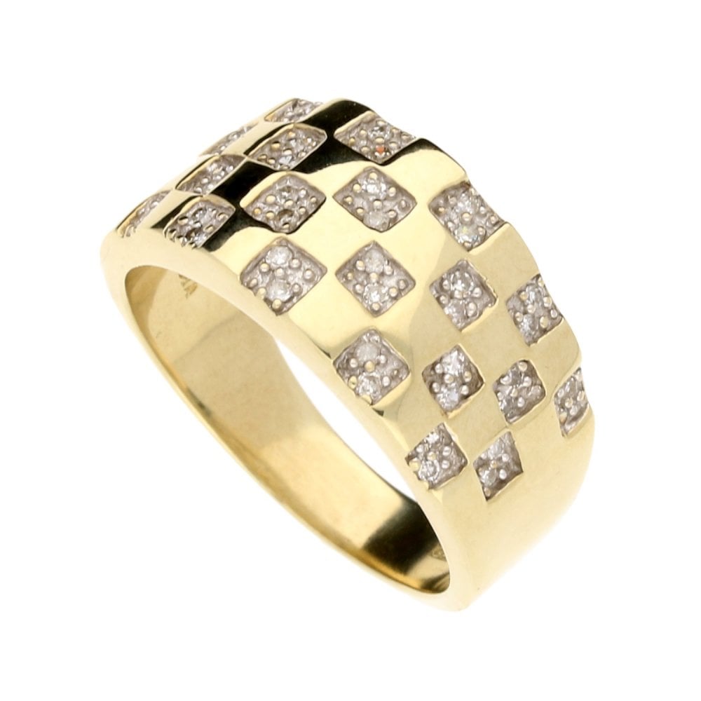 9ct Yellow Gold Gents Diamond Ring - 0.25ct