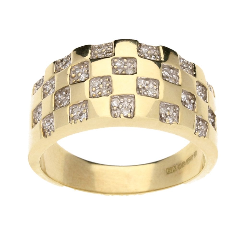 9ct Yellow Gold Gents Diamond Ring - 0.25ct
