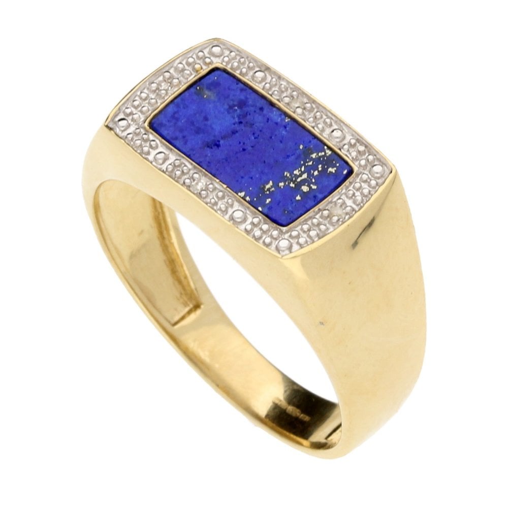 9ct Yellow Gold Gents Lapis Lazuli Signet Ring