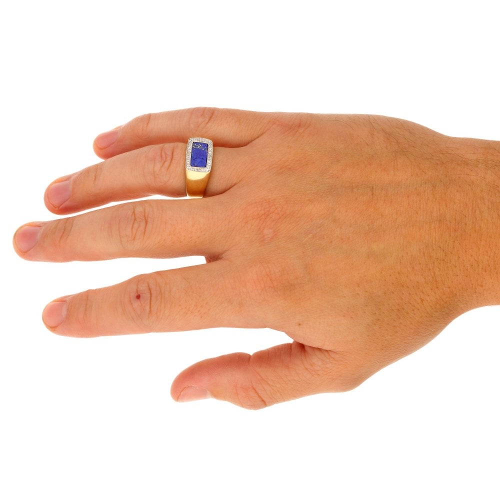 9ct Yellow Gold Gents Lapis Lazuli Signet Ring