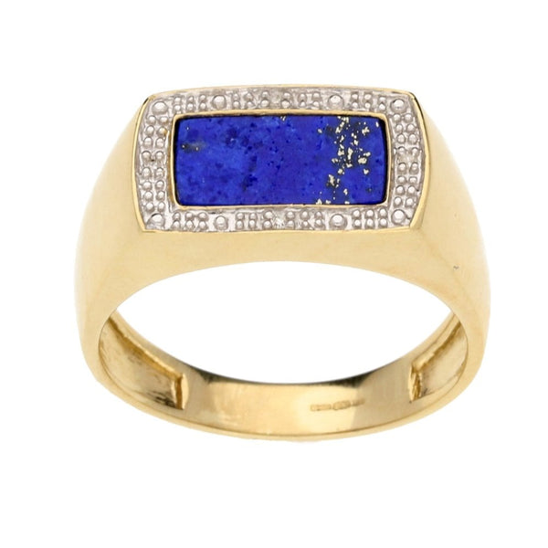 9ct Yellow Gold Gents Lapis Lazuli Signet Ring