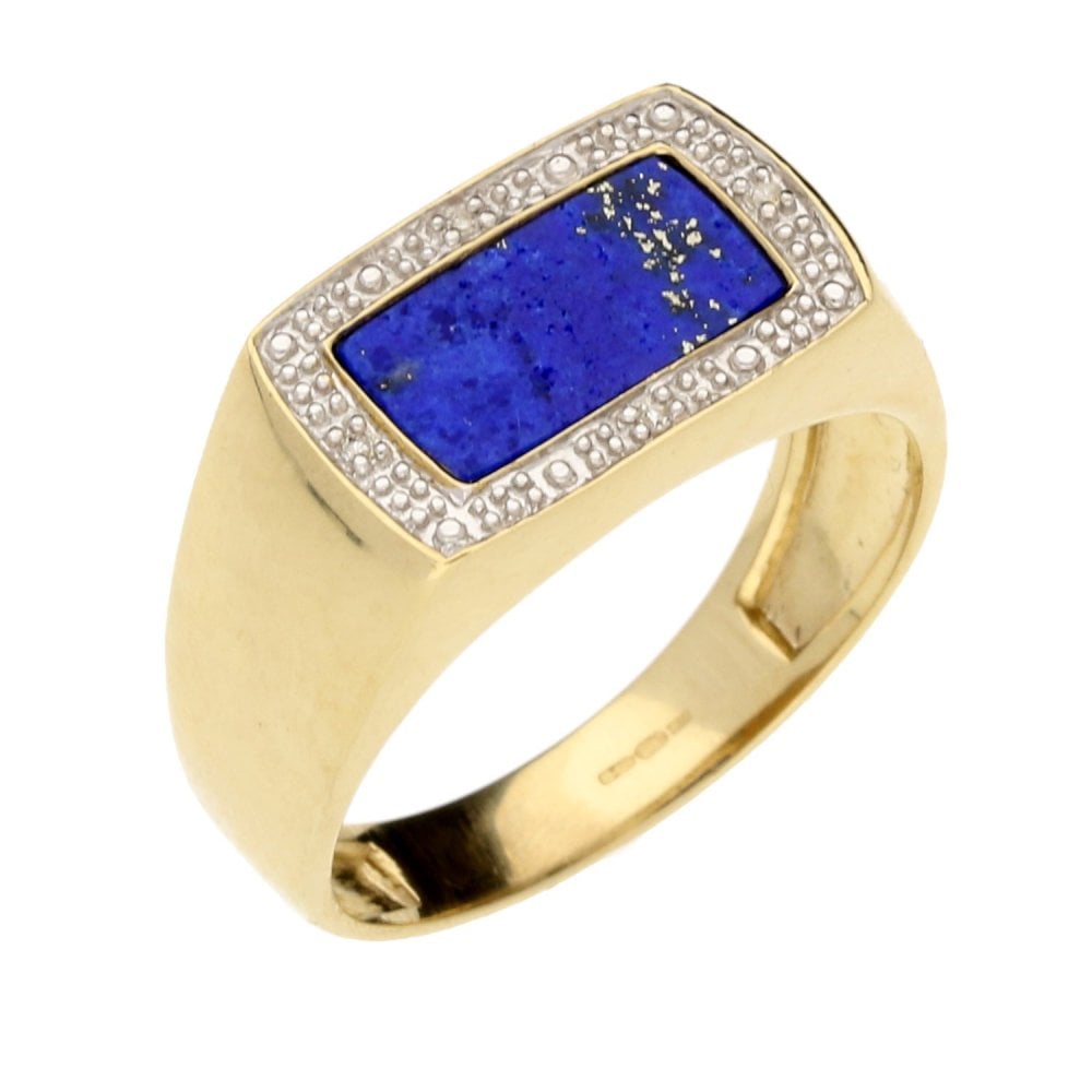 9ct Yellow Gold Gents Lapis Lazuli Signet Ring